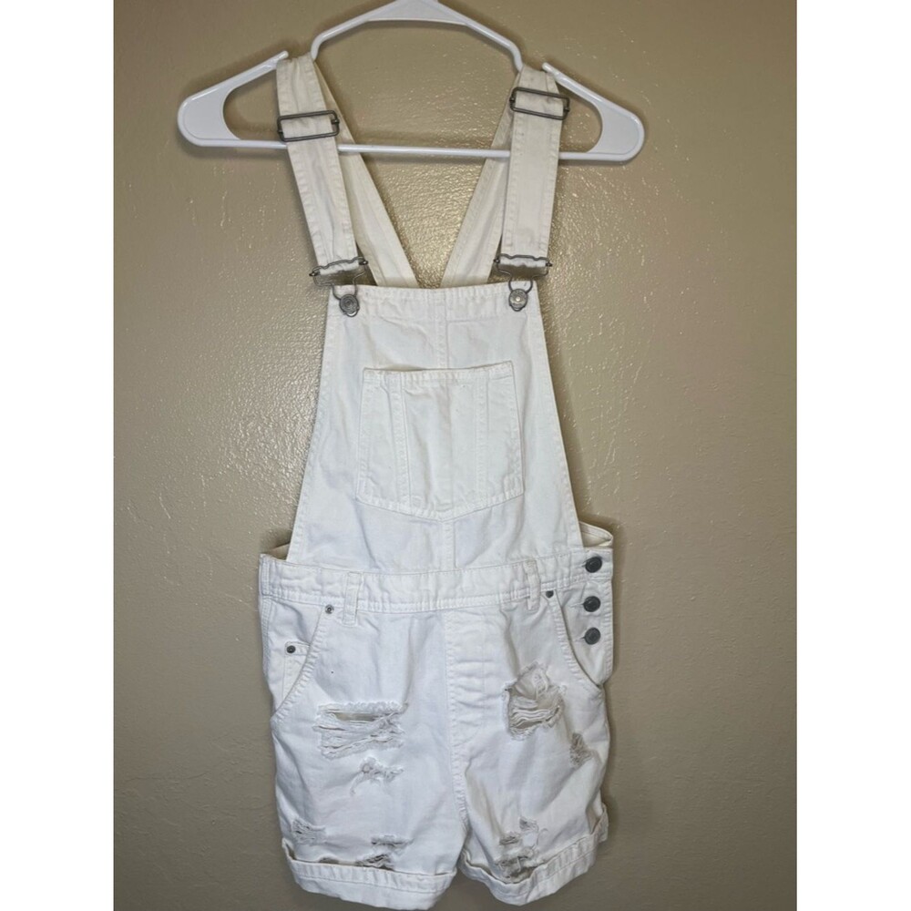 White shorts overalls shortalls women’s size 2 summer beachy topshop